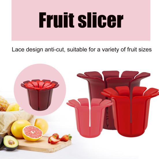 Fruit Slicer Cup Strawberry Banana Grape Slicer Egg Cutter Large Capacity Kitchen Gadget for Salads Cakes Platters