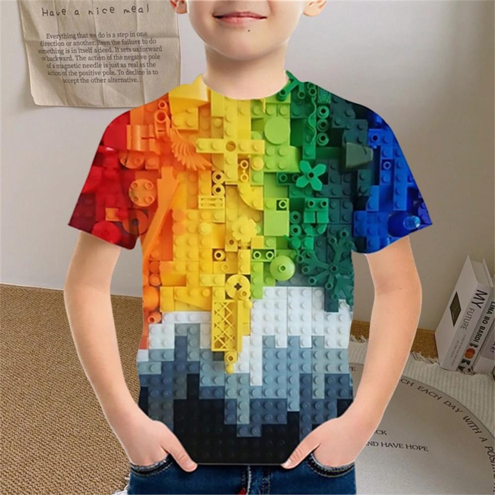 

Детская одежда Футболка с цветными частицами для мальчиков и девочек Детская одежда для мальчиков Детский топ Летняя повседневная футболка с коротким рукавом от 7 до 10 лет 140