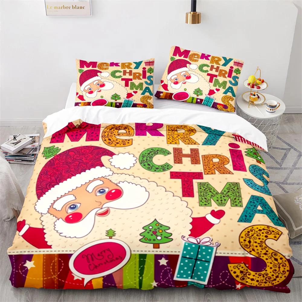 Merry Christmas Duvet Cover Red Santa Claus Theme For Kids Teens Children Women Boys Girls Happy New Year Decoration Quilt Cover