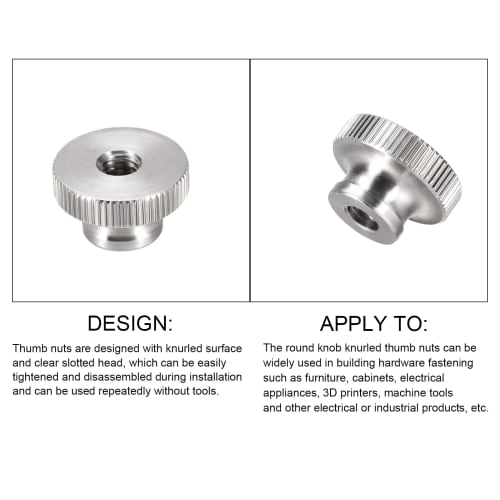 METALLIXITY Knurled Thumb Nuts, M6 X 20 X 12 Mm, 2 Pieces, 304 Stainless Steel, Round Bar Manual Adjustment Nuts for Home Building Hardware Fasteners