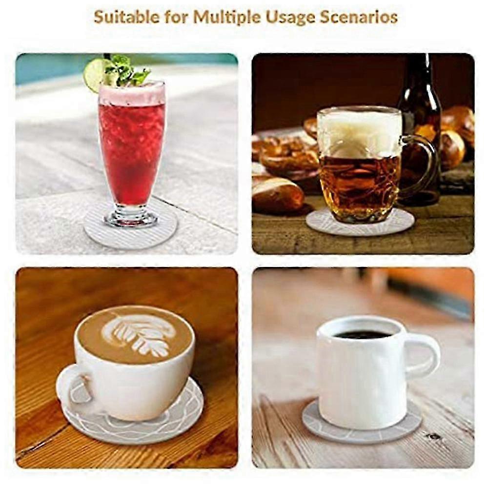 Silicone Drink Coasters 8 With Bamboo Coaster Holder, Table Protection,perfect For Gift, Party, Off