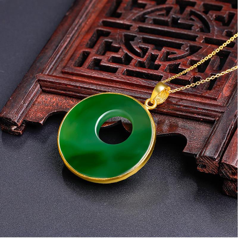 Bauhinia Jade Peace Buckle Pendant Women Gold Highlights Jade, Lively Bauhinia, Versatile Peace Buckle