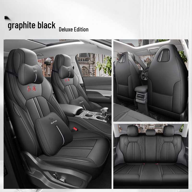 Red Flag HS3 Universal Leather Car Seat Cover: Breathable, Perforated, Four-Season Full Coverage Cushion