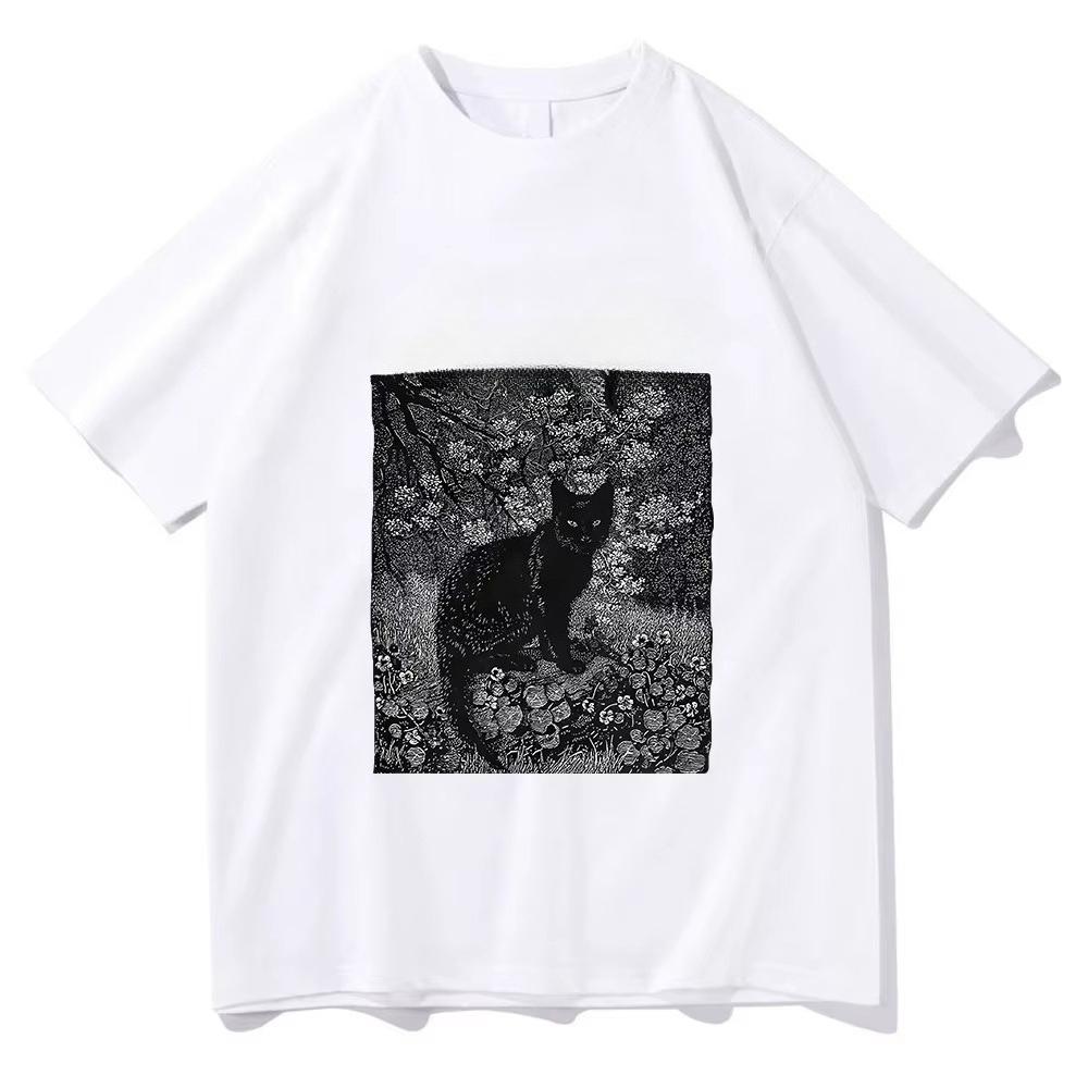 Rock Band T-shirt Cat Funny Cartoon Printing Tee-shirt Cotton Soft Short Sleeve Tshirts Summer Tee Autumn and winter innerwear