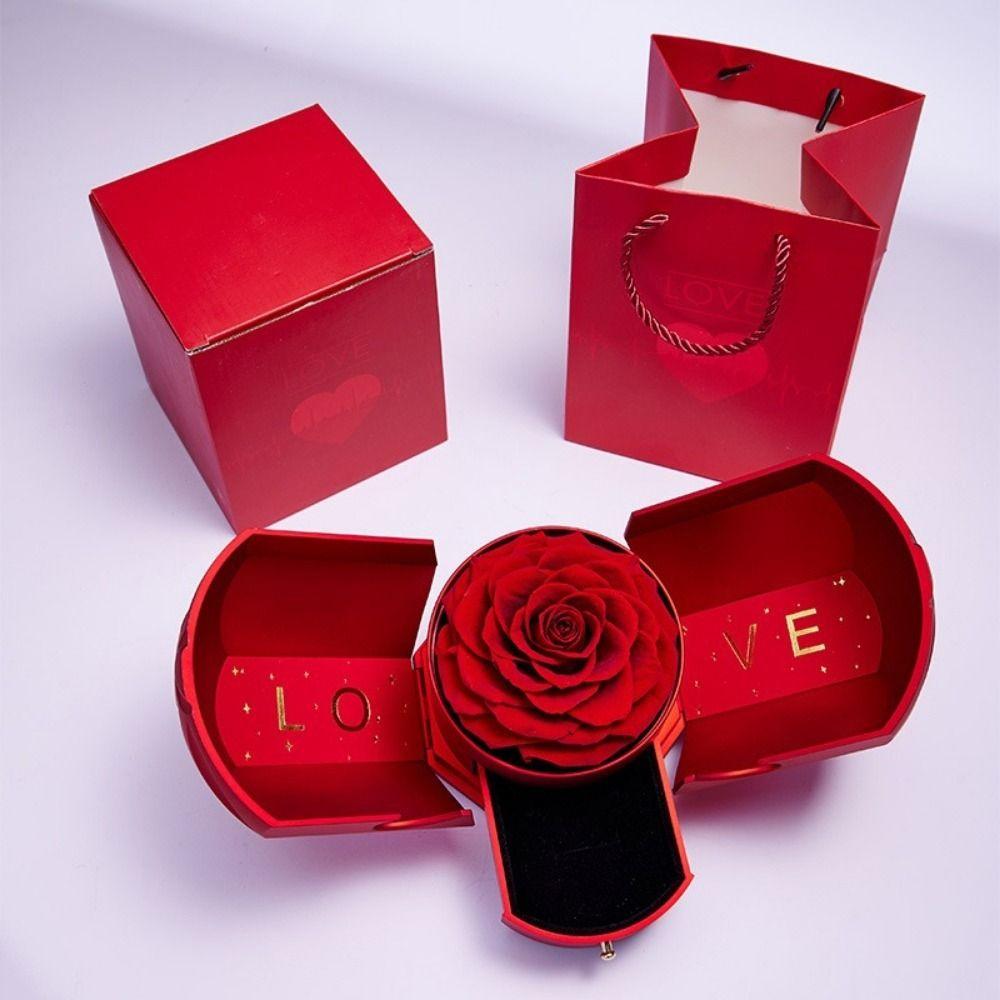 Romantic Rose Drawer Packaging Box Decorative Dried Flowers Necklace Box  Birthday Gift