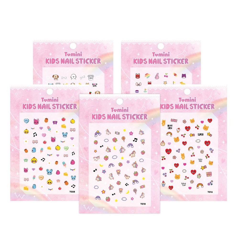 TUMINI Kids Nail Sticker Twinkle Jewelry Tattoo 1 Set (5 Deco Style Sheets)