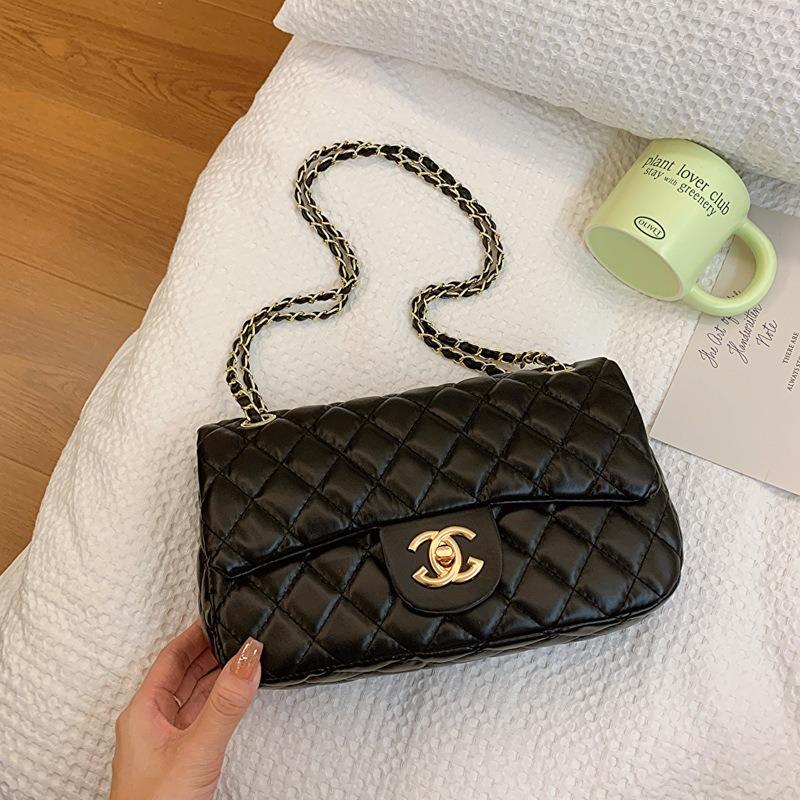 New Women's Bag New Simple and Fashionable Diamond Shoulder Messenger Bag Small Square Bag