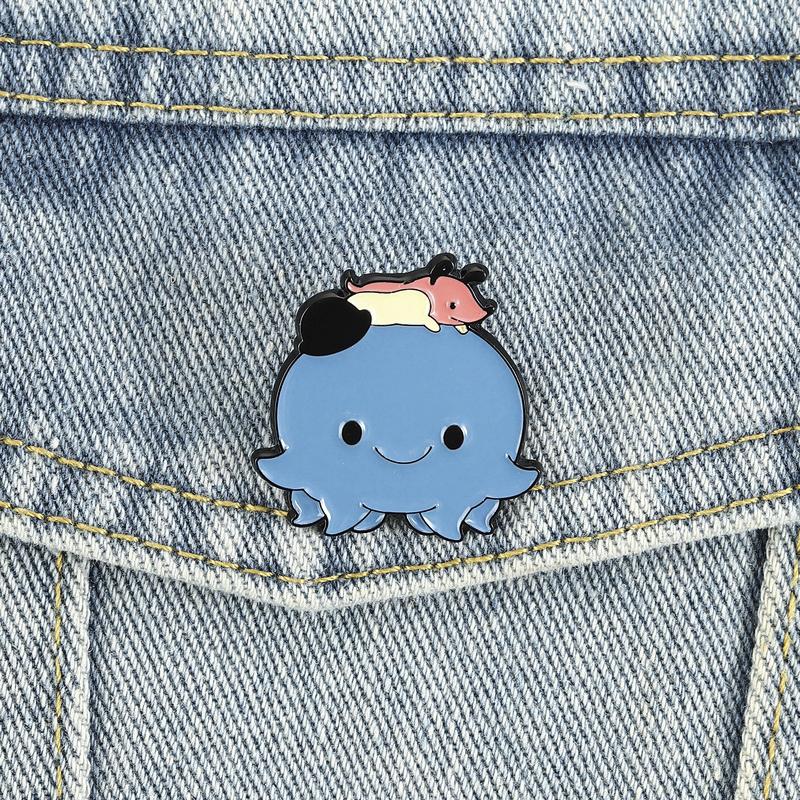 Animated TV Series Enamel Pins Blue Octopus and Dachshund Brooch Cartoon Lapel Badge Jewelry Accessory Gifts For Fans Friends