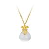 S925 Sterling Silver Chalcedony Necklace - Lucky Bag Design, Fashionable Clavicle Chain, Women's Versatile Chinese Style Holiday Gift