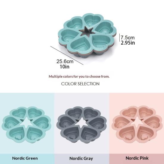 Silicone Cake Mold 3 Pcs Set Heart Shaped Cake Pan Non-Stick Easy to Clean Oven Microwave Freezer Dishwasher Safe