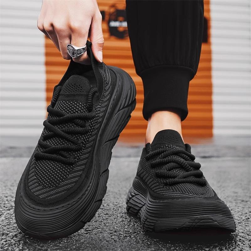 Men's Shoes 2025 Summer New Student Sports Running Thick-soled Heightening Mesh Breathable Fly-woven Men's Popular Trendy Shoes