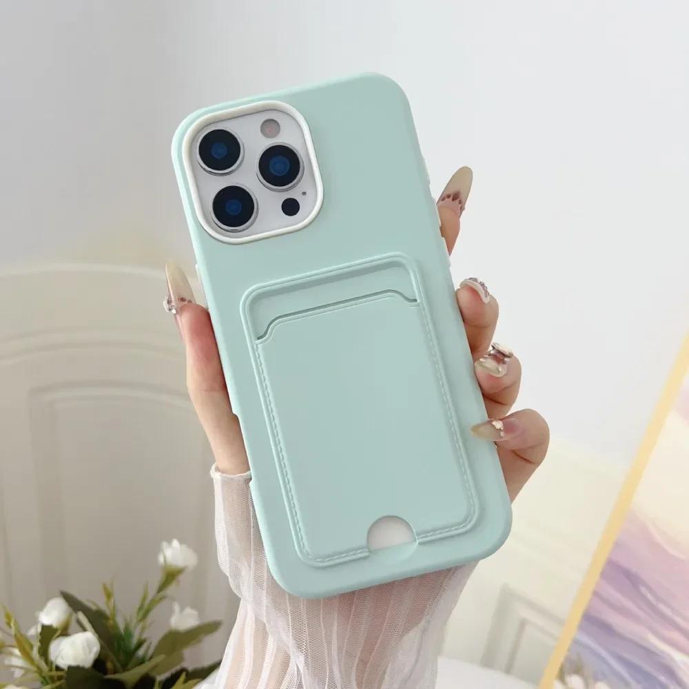 2 in 1 Candy Color Phone Case For iPhone 16e 16 Pro Max 15 14 Plus 13 12 11 with Card Holder Protective Cover