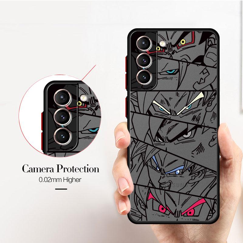 Phone Case for Samsung Galaxy S22 Plus S24 S25 S21 S23 Ultra S20 S21 FE S10 S9 Note 20 10 Black Edge Shell Goku Dragon Ball