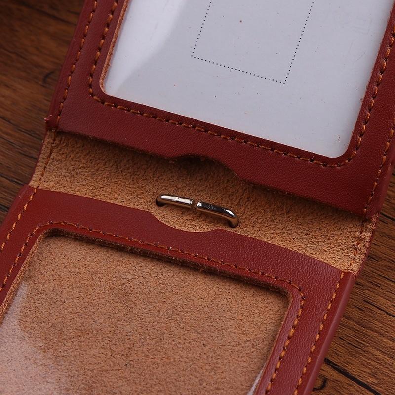 Genuine Leather ID Holder Keychain Wallet Neck Lanyards with Swivel Hook for Card Business Card Badge Card Bus Card Access Card ID Card