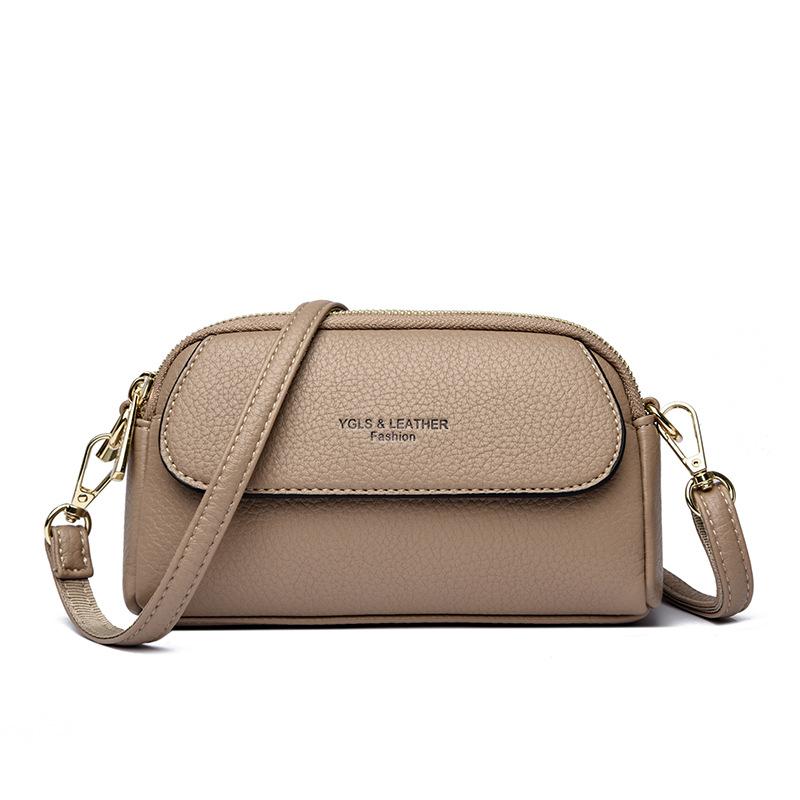 A Multi-layered, Elegant and Fashionable Single-shoulder Crossbody Small Square Bag with Lychee Patterns for Ladies
