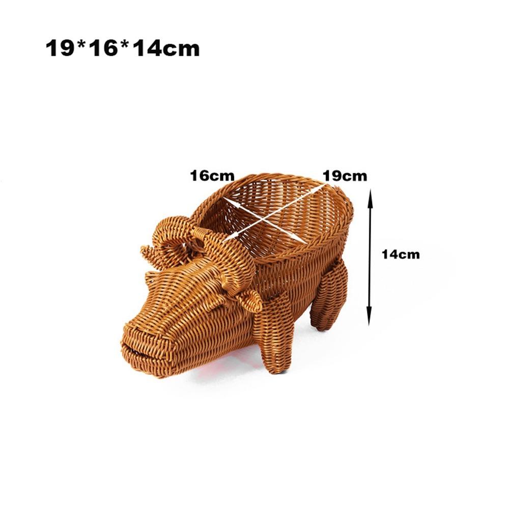 Retro Woven Animal Style Storage Rattan Woven Tea Tray  Restaurant Serving Tabletop Display