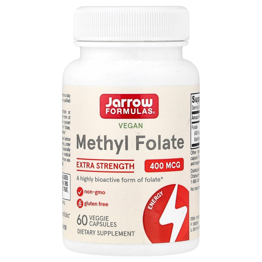 Jarrow Formulas Vegan Methyl Folate Extra Strength 400mcg Veggie Capsules, 60 Tablets