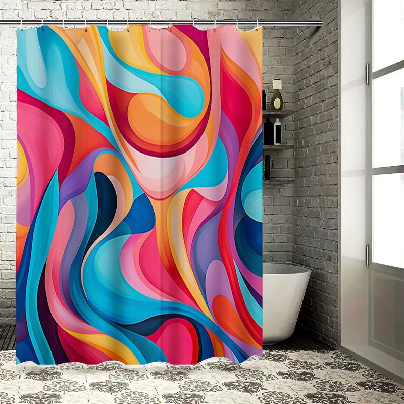 

Colorful Shower Curtain with Abstract Design for Bathroom Decor Waterproof Fabric Hook Rings Included Various Sizes Available 90x180cm