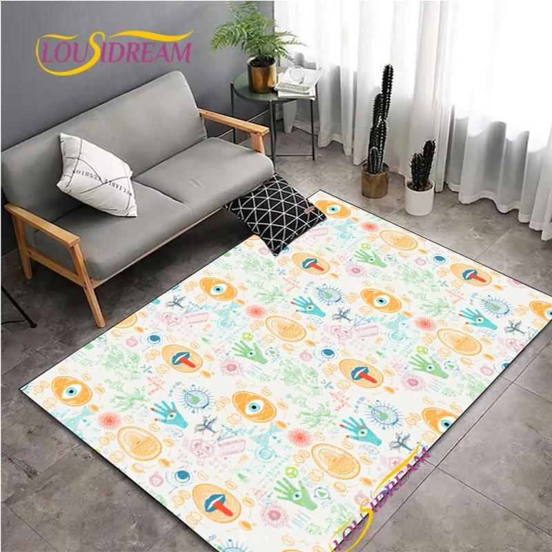 Evil Eye Pattern Nordic Style Area Rug Living Room Bedroom Decorat Yoga Carpet Door Un-slip Floor Mat Photography Props Alfombra