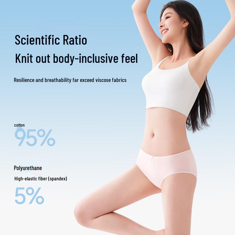 Freego Women's No-Wash Pure Cotton Antibacterial Briefs with Bowknot