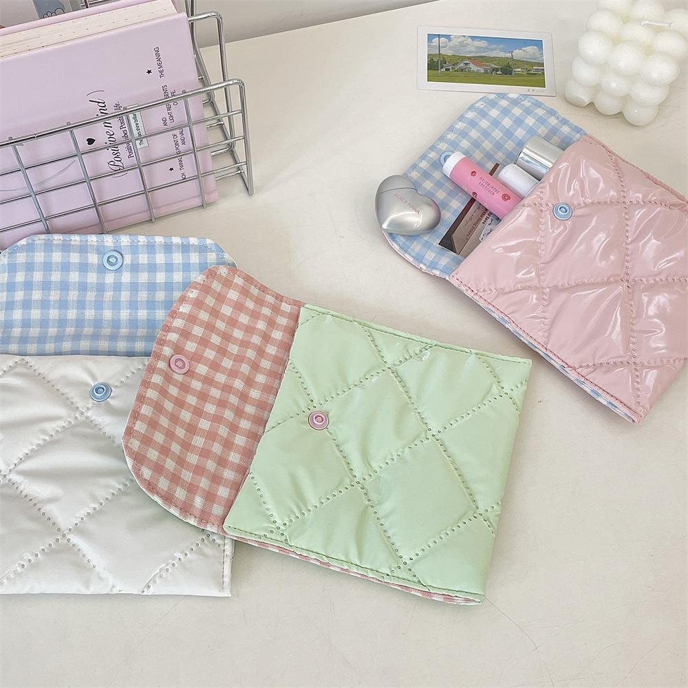 Portable Sanitary Napkin Storage Bag Large Capacity Plaid Cosmetic Bags Gifts Coin Purse