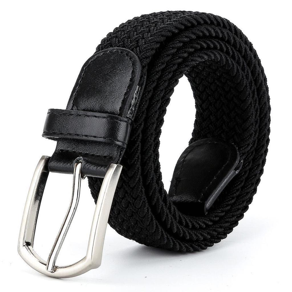 Extended Stretch Men'S Canvas Knitted Pin Buckle Belt, Women'S Elastic Belt Golf Casual Belt