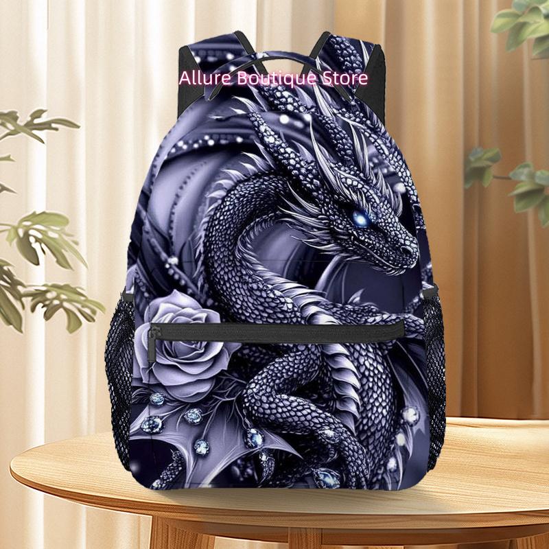 Rose Dragon (3) Outdoor Sports Double Shoulder Backpack, Adjustable Comfortable Straps Suitable for Hiking Beach Travel Yoga