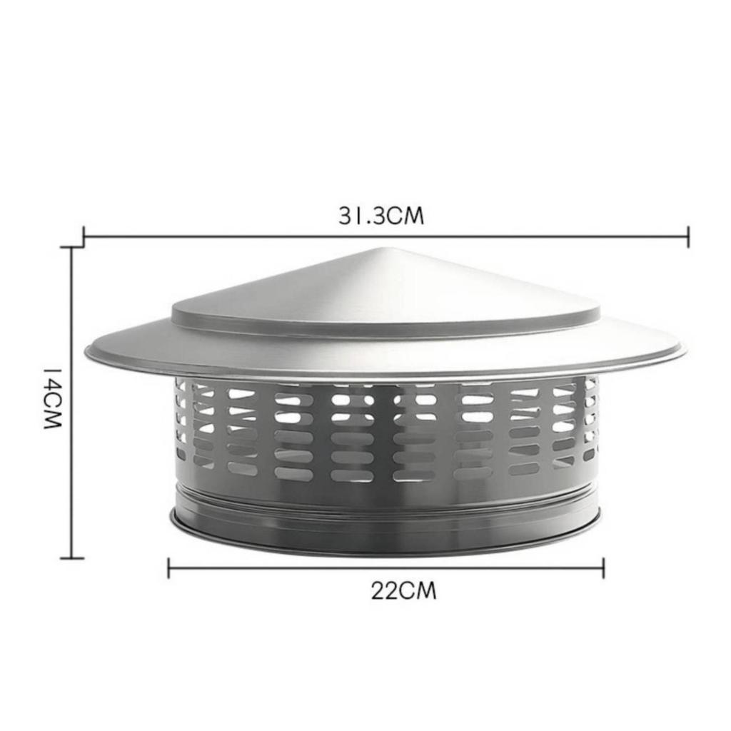 Stainless Steel Ventilation Cap with Conical Rain Hood Brushed Finish Parasol