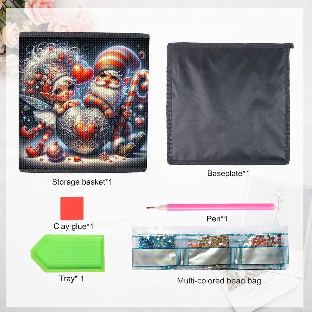 The Old Man and The Woman 5D Diamond Painting Storage Basket Full Round Drill Mosaic Diamond Embroidery Cross Stitch Kits Home Decor Home Decor