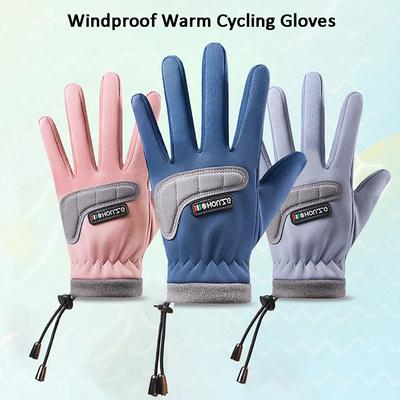Children Cycling Gloves Autumn Winter Warm Windproof Sports Gloves Boys Girls Skateboard Fleece Skiing Gloves Kids.
