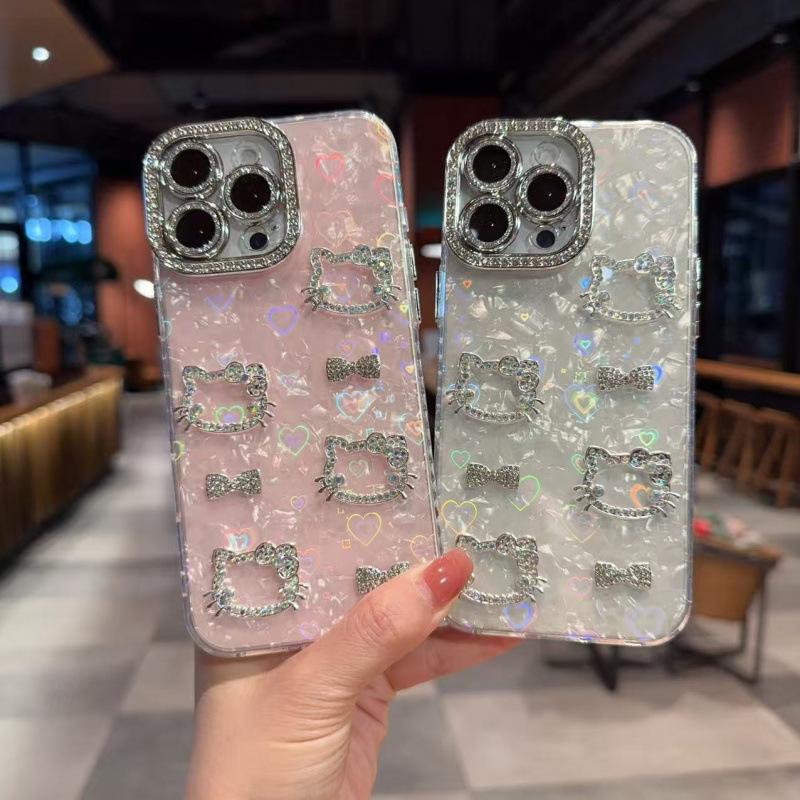 

KT Shell Pattern Bowknot Phone Case with Bracelet for iPhone 17ProMax/15/14 iPhone 11