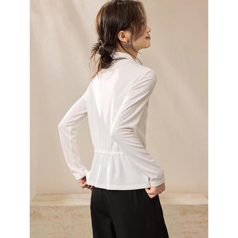 Soft Velvet Feel Tie-Waist Long Sleeve Top