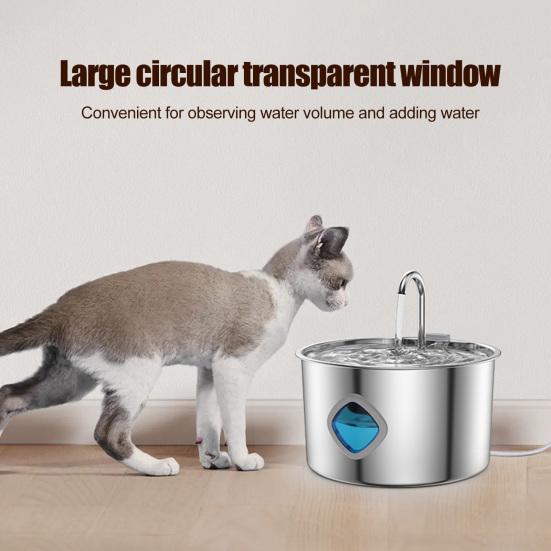 Cat Water Fountain 3.2L Stainless Steel Automatic Pet Fountain with Water Level Window Quadruple Purification Quiet Fountain for Dogs And Cats