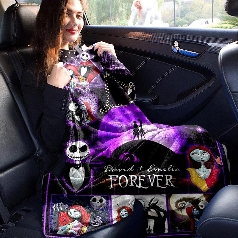 1pc. Nightmare Before Christmas Jack Skellington & Sally Romantic Moonlight Scene Blanket, Perfect for Home Decor, Gift Idea, All Seasons Us