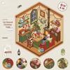 3D Cat Christmas Cabin Scenery Stickers - Miniature World Collage & Fun Decompression Stickers