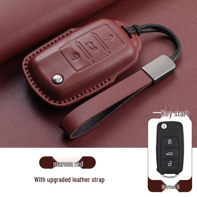 Volkswagen Schlüsselhüllen - Echtes Leder für Teramont, Tiguan L, Tayron, Sagitar, Tharu, Bora, Passat, Magotan und CC Modelle.