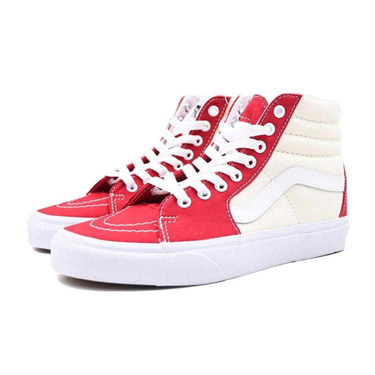 Vans Sk8 High Top Skate Shoes Unisex Sneakers White Red VN0A32QG4FX