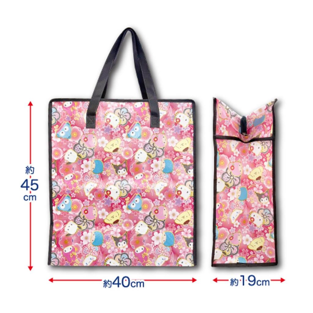 Hatayama Shoji Shopping Japanese Sanrio H45 X W40 X 64201950 Bag, Medium, Pattern, Characters, Red, Approx. D19cm,