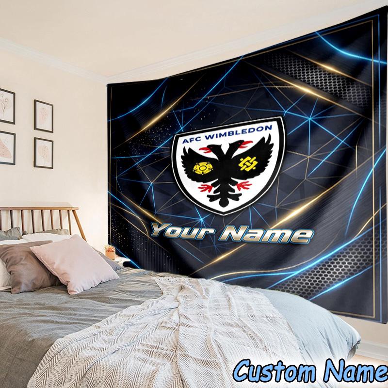 Custom Name Afc Wimbledon Crest Printed Tapestry, for Bedroom,Livingroom, dormitory, Large Wall Decor, Fabric Decor Fan Birthday Gifts