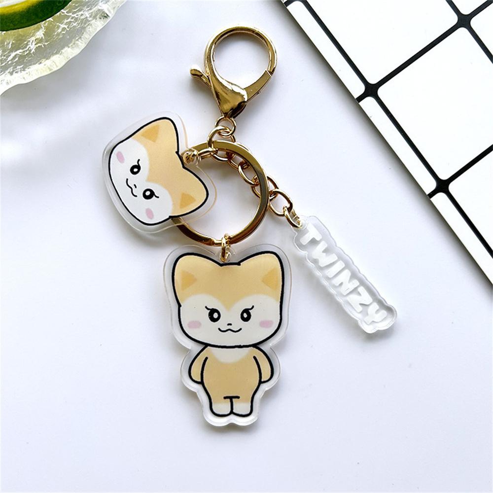 3PCS KPOP ITZY Acrylic Double-sided Keychain Twinzy Cartoon Keyring Yeji Lia Ryujin BORN TO BE World Concert Fans Collection