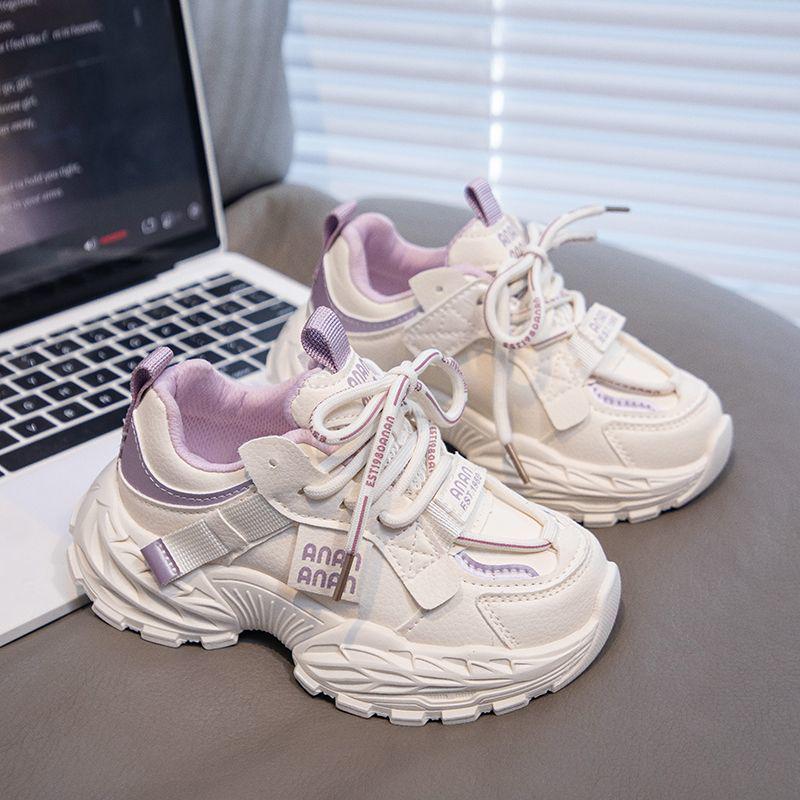 Girls' Waterproof Leather Running Shoes - Autumn/Winter Casual Mesh Sneakers