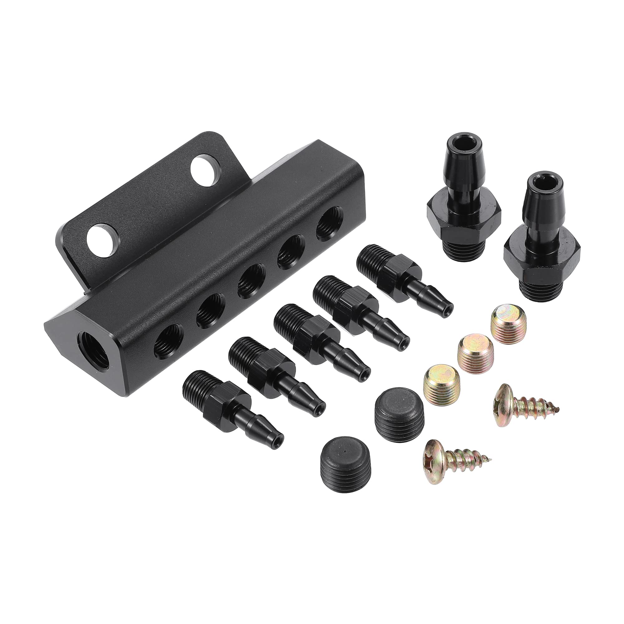 

uxcell Universal Vacuum Manifold Kit Turbo Wastgate Boost Block Intake Manifold for Car 1/4 NPT 1/8 NPT Aluminum Black чорний