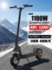 EU  Electric Scooter 2025 Peak 1100W 48V 13AH Max Speed 40km/h Max Range 50KM New  DT08 10inch Off Road  Escooter Foldable