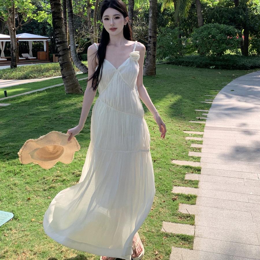 Source Sexy Backless Neck Skirt Women's Summer New French Temperament Super Fairy Seaside Vacation Dress