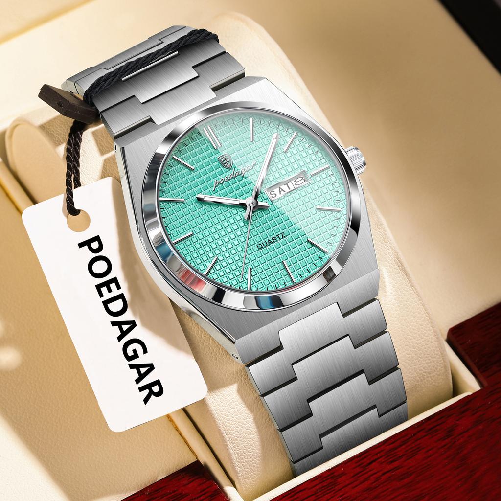 Business Man Watch Luminous Waterproof Stainless Steel Men Wristwatch Date Week Quartz Fashion Casual Men's Watches