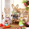 1/2Pcs Easter Cute Straw Bunny Decorations Rustic Home Decoration Party Tabletop Decorations Craft Decorations
