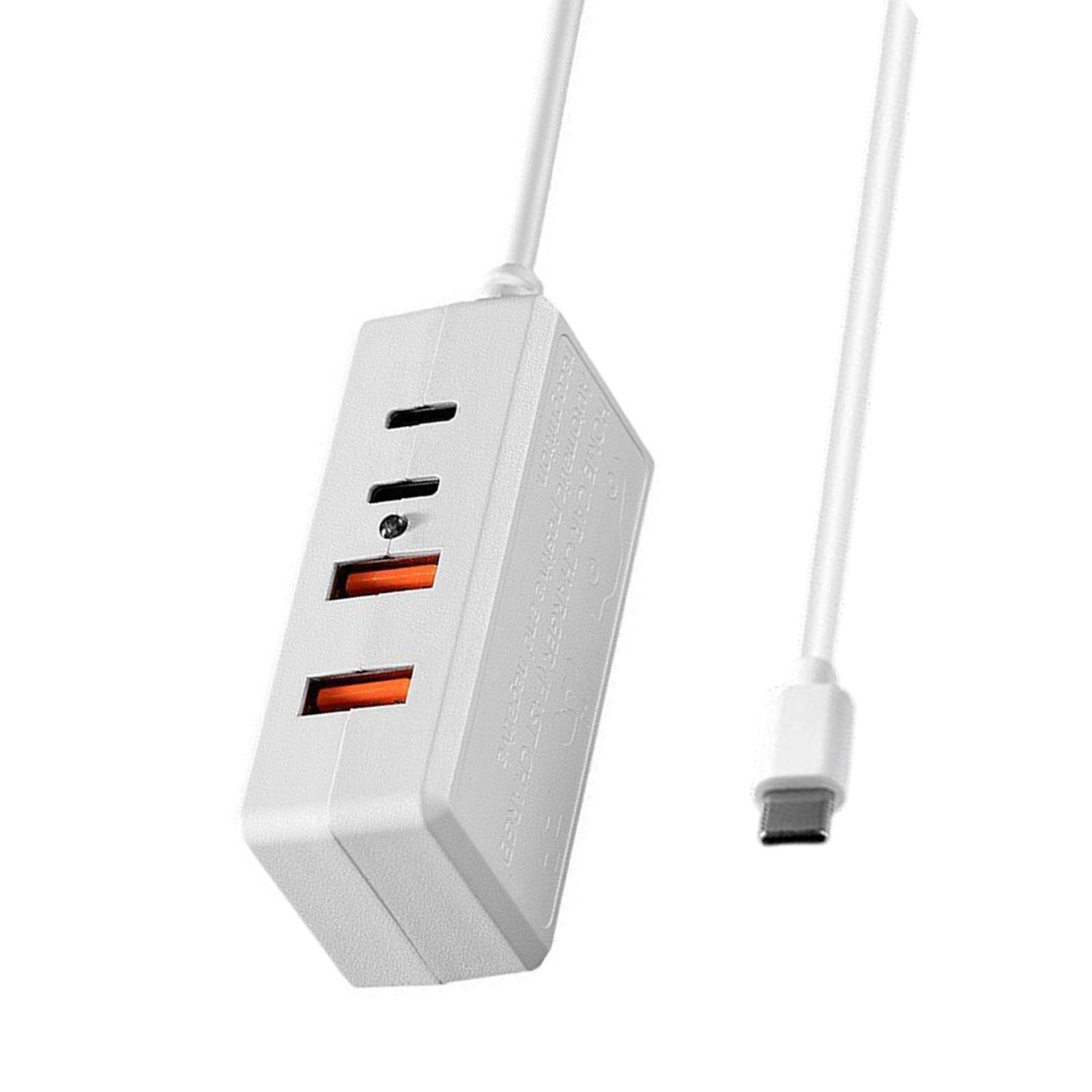 Разветвитель Type C на два USB и два Type C для безопасного и стабильного распределения питания на 4 устройства