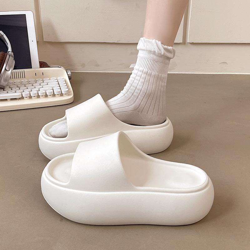 

Женские однотонные шлепанцы на платформе, женские массивные шлепанцы на плоской подошве, шлепанцы для девочек, увеличивающие рост, туфли на высоком каблуке, обувь на платформе 35-36 белый