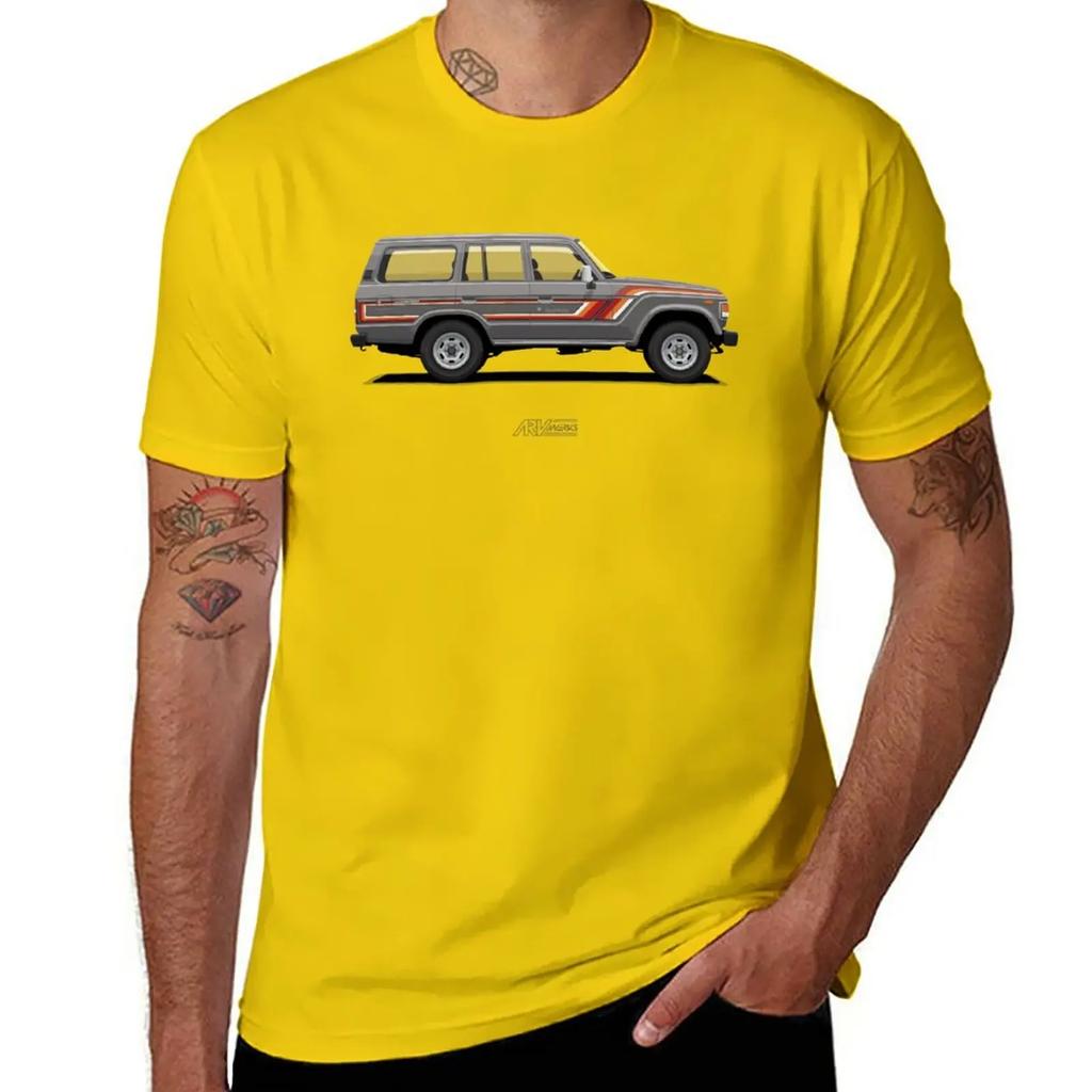 Harajuku Mens Tshirts New Land Cruiser 60 Grey Tshirt Summer Tops Funny Oversized T Shirt Plus Size T Shirts For Men Clothing
