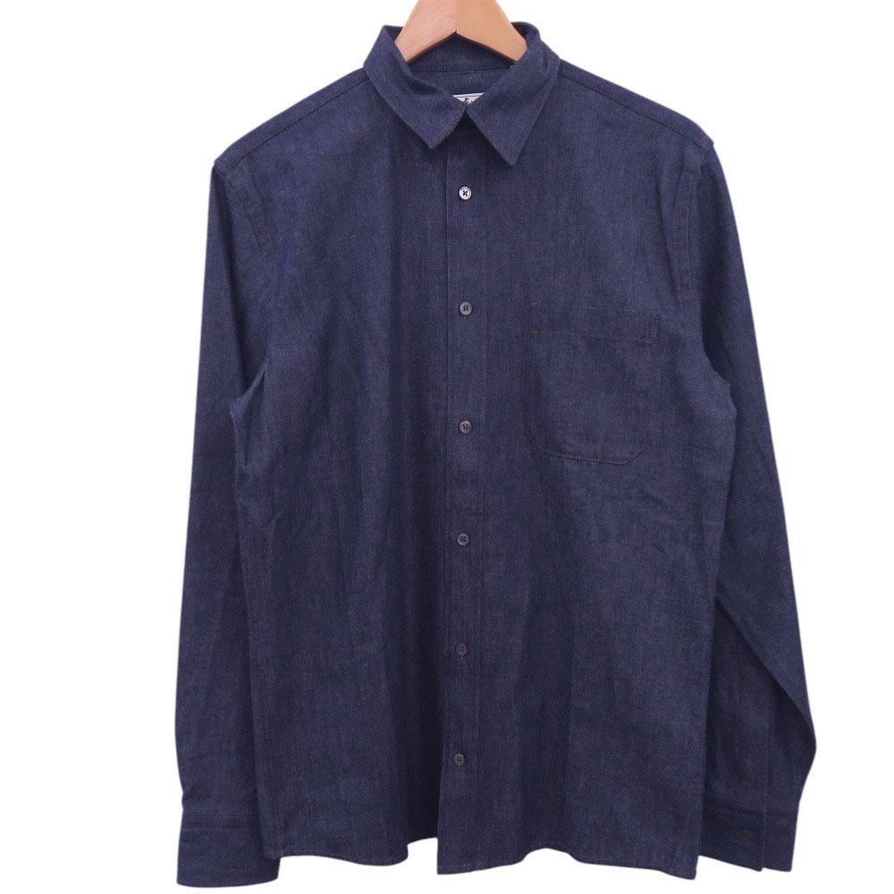 Used AUTHENTIC HERMES Indigo denim shirt size 37 Long sleeve Navy cotton